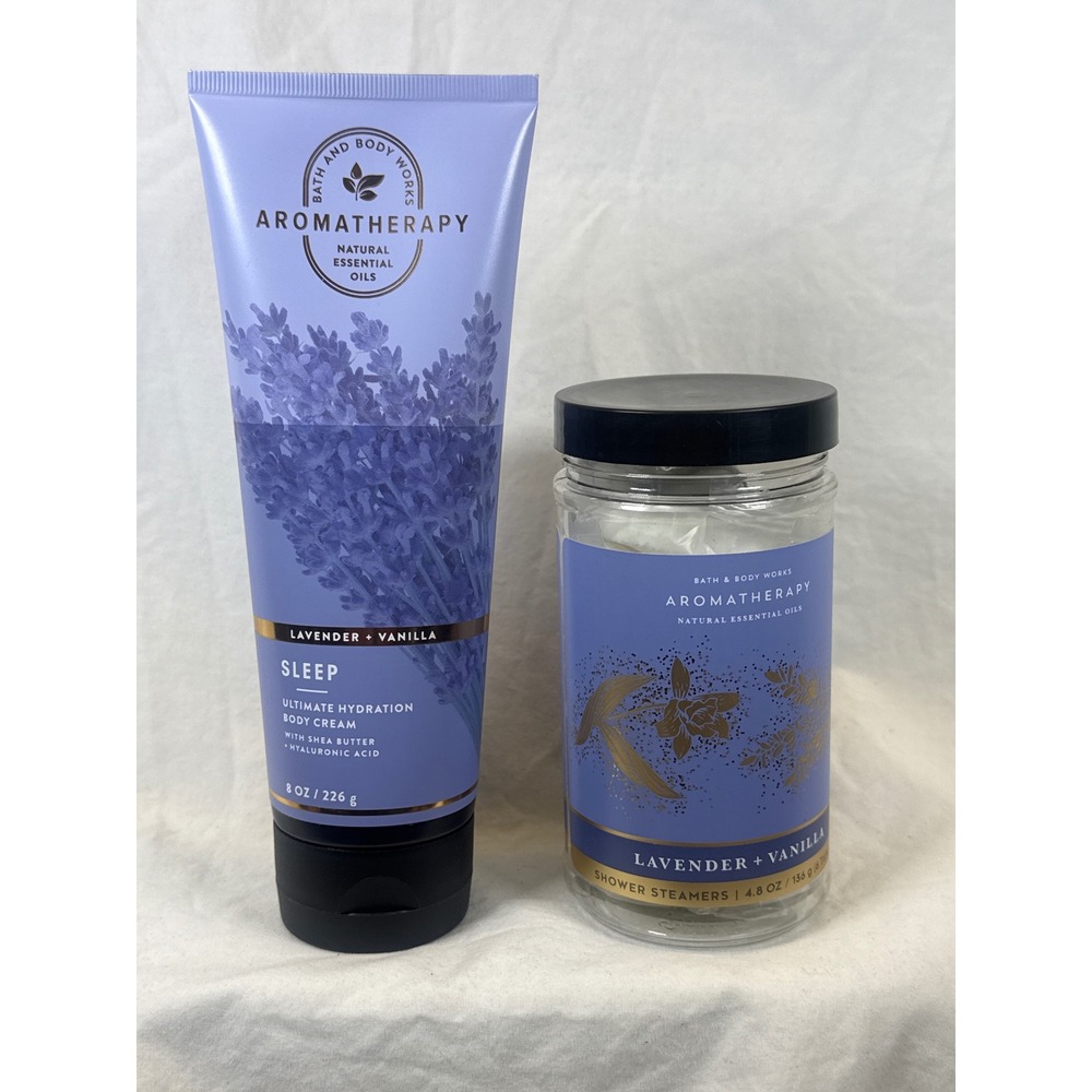 Bath & Body Works Aromatherapy Sleep Lavender Vanilla Body Cream Shower Steamers